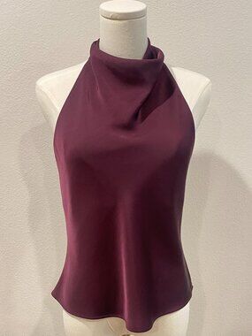 Zara Satin Effect Halter Top – XS – Open Back – Like New